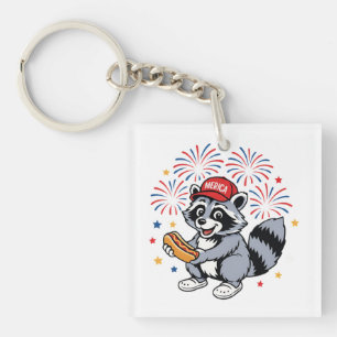 Drôle Raccoon 4 juillet Patriotique Mignonne Rouge