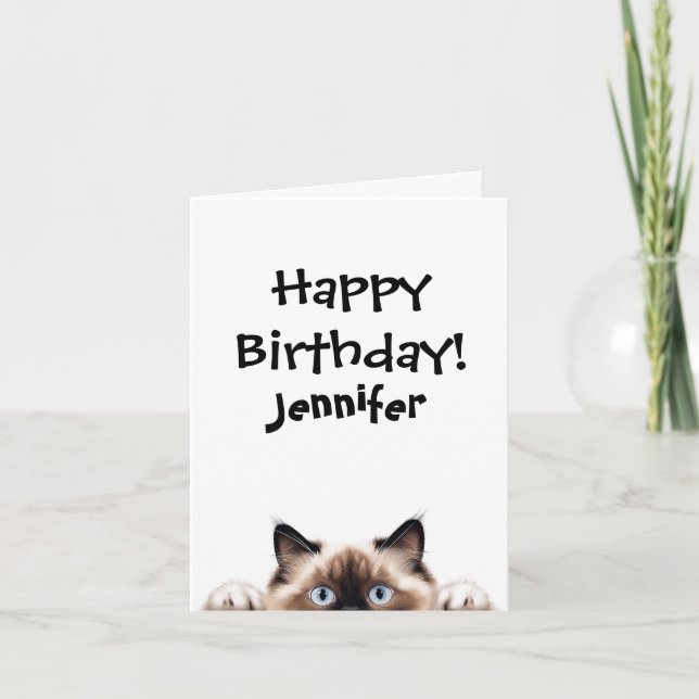 Drôle Ragdoll Chat Anniversaire Carte de voeux pli (Devant)
