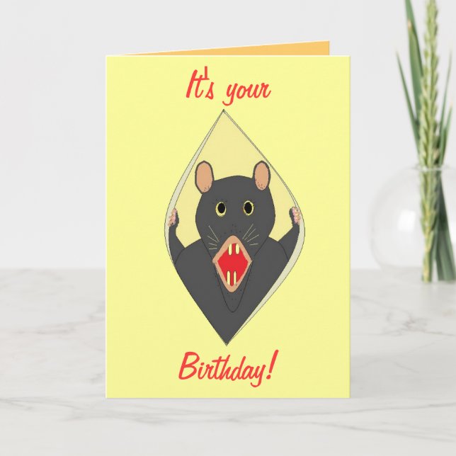 Drôle Rat carte d'anniversaire pour n'importe qui. (Devant)