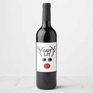 Drôle Renard de Noël Obtenez Lit Vin Étiquette
