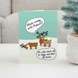 Drôle Rindeer Est Allé À Vegas Plié Carte de Noël