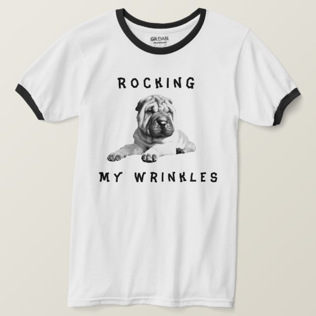 Drôle Rocking My Wrinkles Shar-Pei T-Shirt Homme (Design devant)