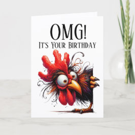 Drôle Rooster Thème Carte Anniversaire