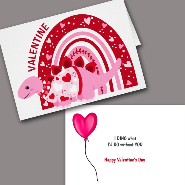 Drôle rose arc-en-ciel Dinosaur Valentine (Créateur téléchargé)