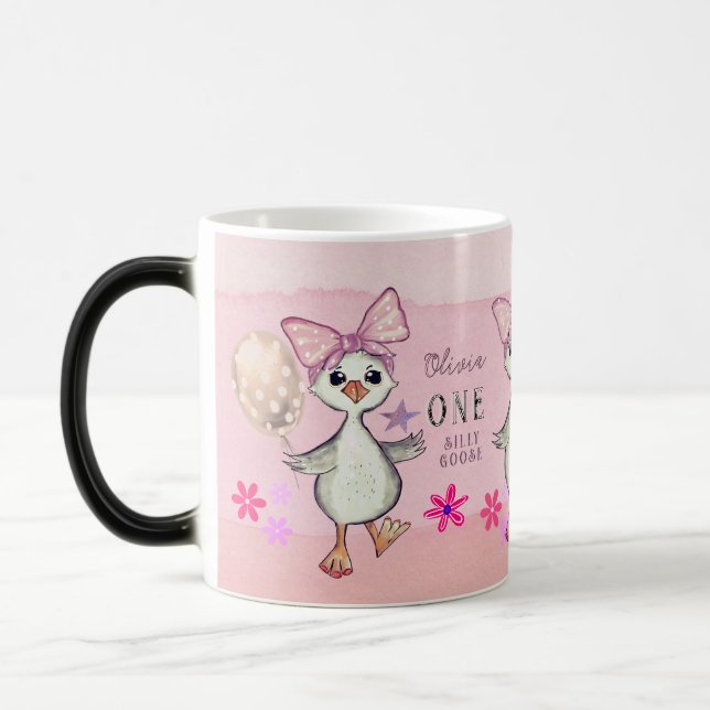 Drôle Rose Silly Goose Custom 1er Anniversaire Mug (Gauche)