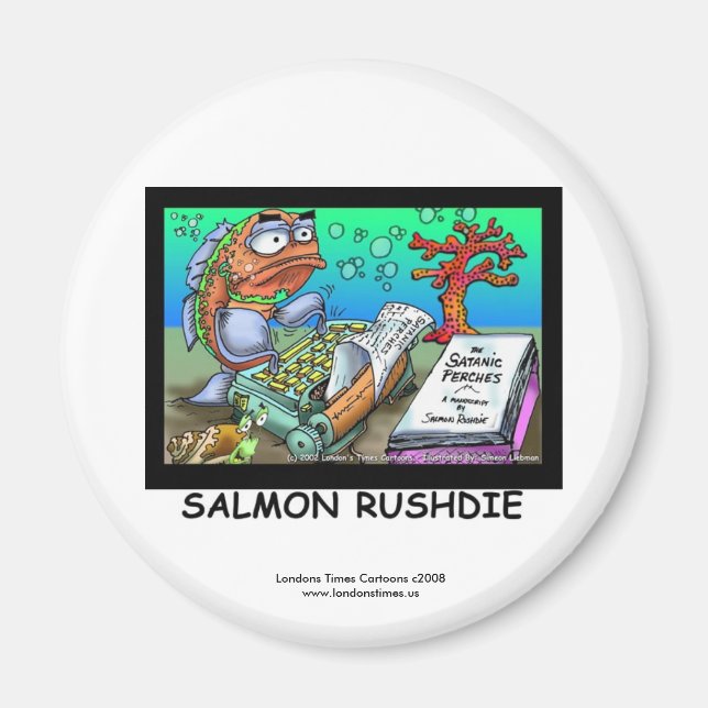 Drôle Salman Rushdie Poisson Magnet (Devant)
