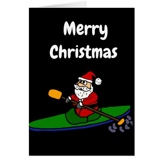 Drôle Santa Claus Kayaking Cartoon de Noël (Devant)