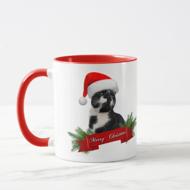 Drôle Sarcastique Chat Santas Casquette Mug de Noë (Gauche)