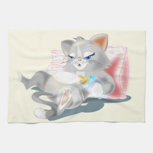 Drôle serviette de cuisine avec chat bébé - person