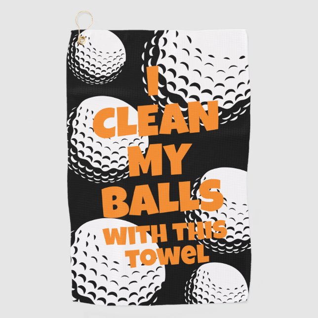 Drôle serviette de golf Je nettoie mes balles (Devant)