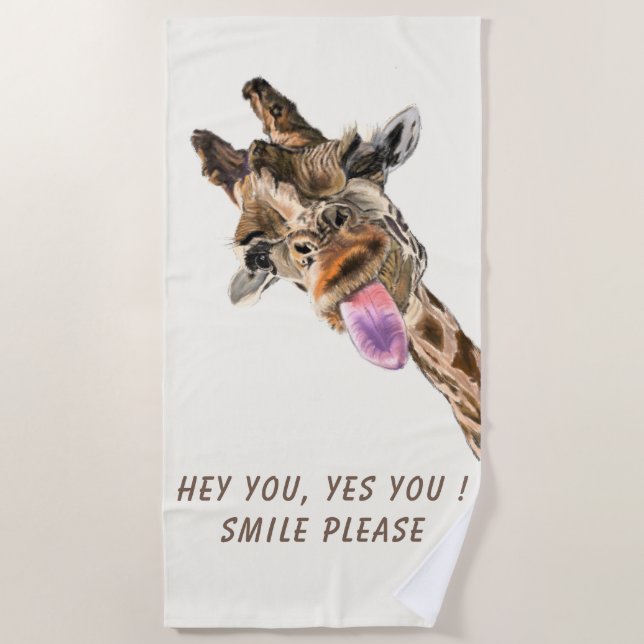 Drôle serviette de plage Jouer Giraffe - Texte per (Devant)
