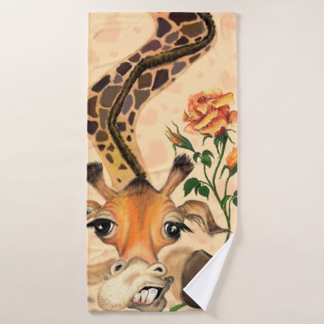 Drôle serviettes de bain avec Giraffe romantique a (Serviette de bain)