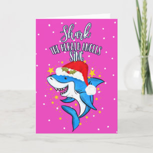drôle Shark le héraut ange chanter carte de noël