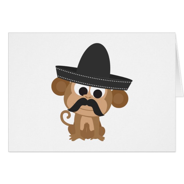 Drôle singe moustache portant un Sombrero mexicain (Devant Horizontal)