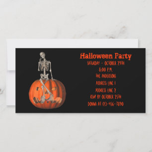 Drôle Skeleton Jack-o'-lantern Invitation Hallowee