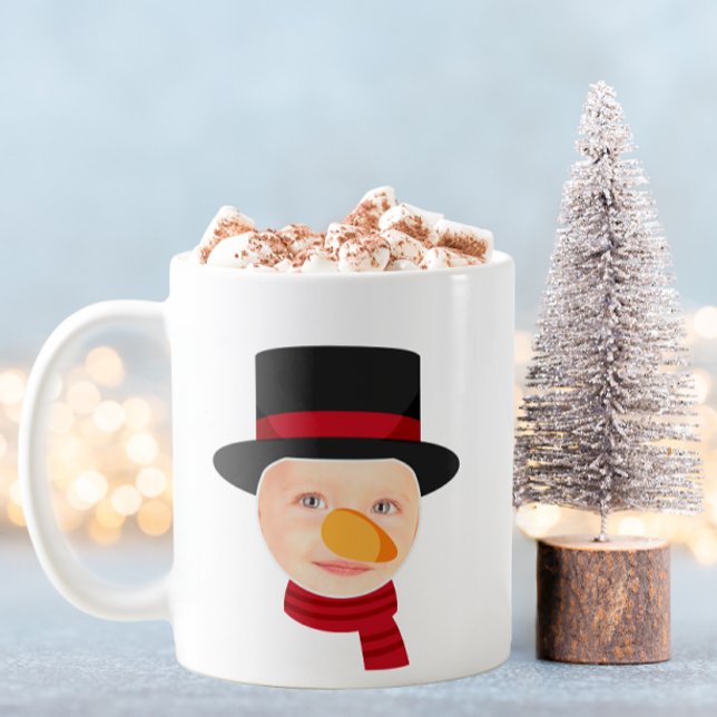 Drôle Snowman Face Christmas Mug (Snowman Photo Mug)