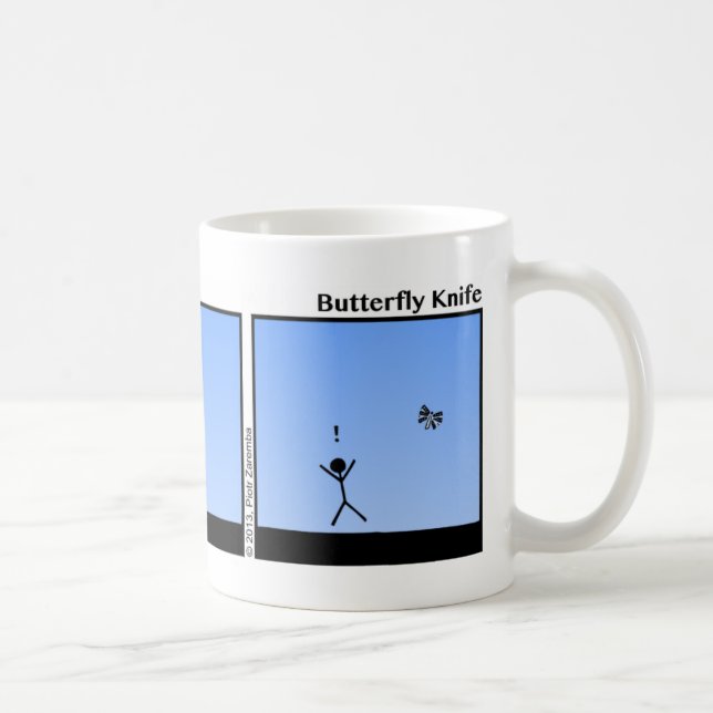 Drôle Stickman Papillon Couteau Mug (Droite)