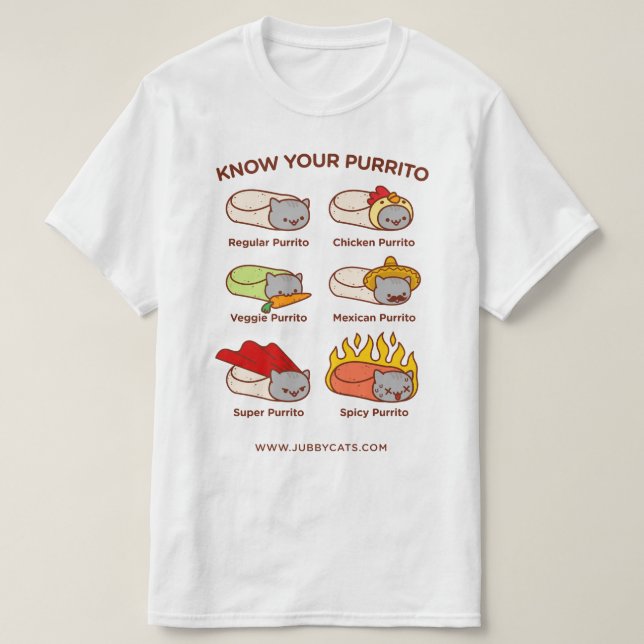 Drôle T-SHIRT - CONNAISSEZ VOTRE PURRITO (Design devant)