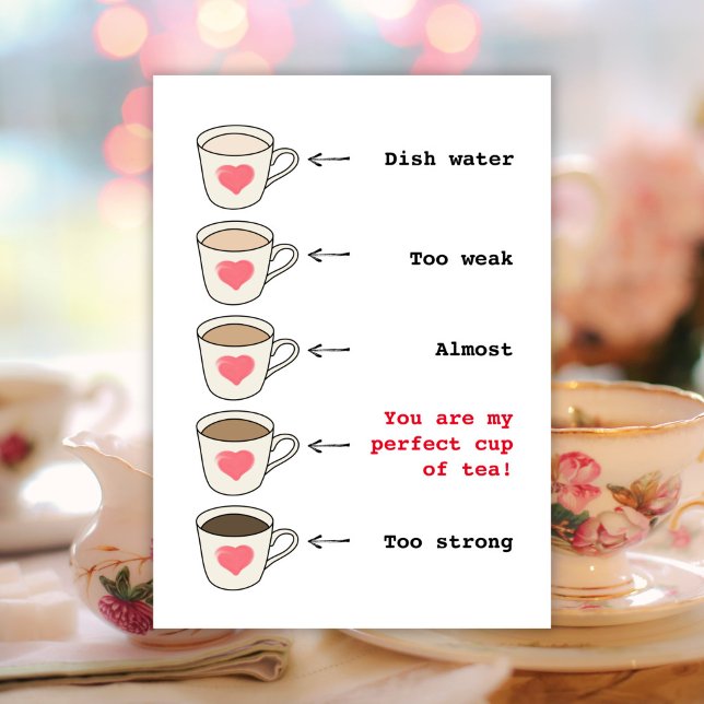 Drôle tasse de thé amoureux plat Valentines Carte  (Créateur téléchargé)