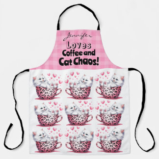 Drôle Teacup Chat tout-en-dessus Imprimer Tablier