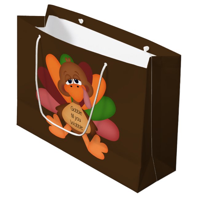 Drôle Thanksgiving dinde grand sac cadeau (Devant Angle)