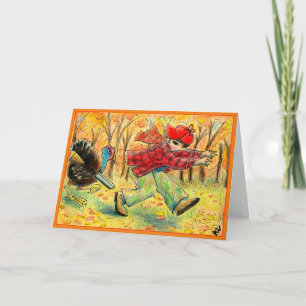 Drôle Thanksgiving Turkey Hunter carte de voeux