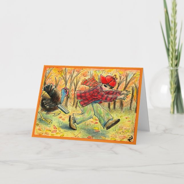 Drôle Thanksgiving Turkey Hunter carte de voeux (Devant)