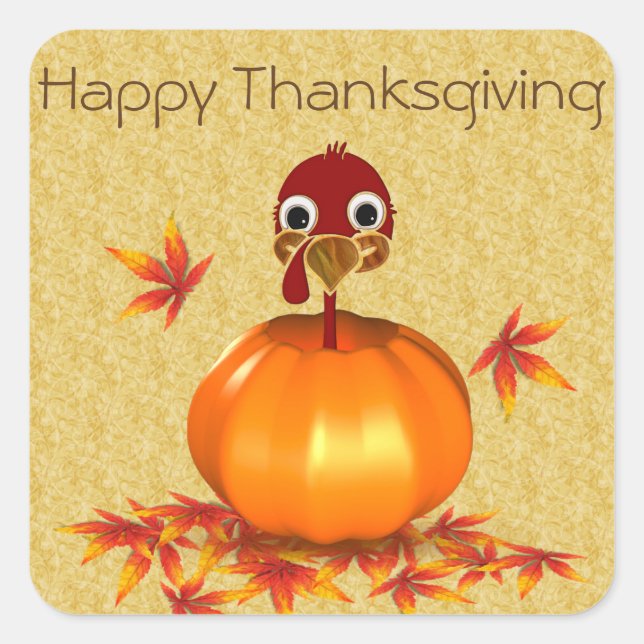 Drôle Thanksgiving Turquie en Citrouille - Sticker (Devant)
