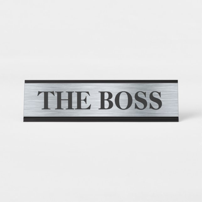 Drôle "The Boss" plaque de nom de bureau - couleur (Devant)