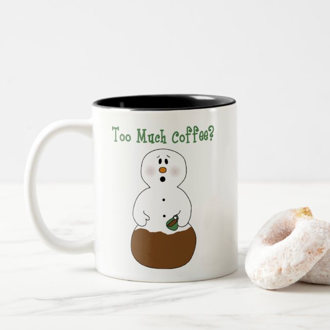 Drôle trop de café Snowman Mug (Avec donut)