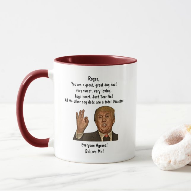 Drôle Trump Chien Papa Fête des pères Café Mug (Avec donut)