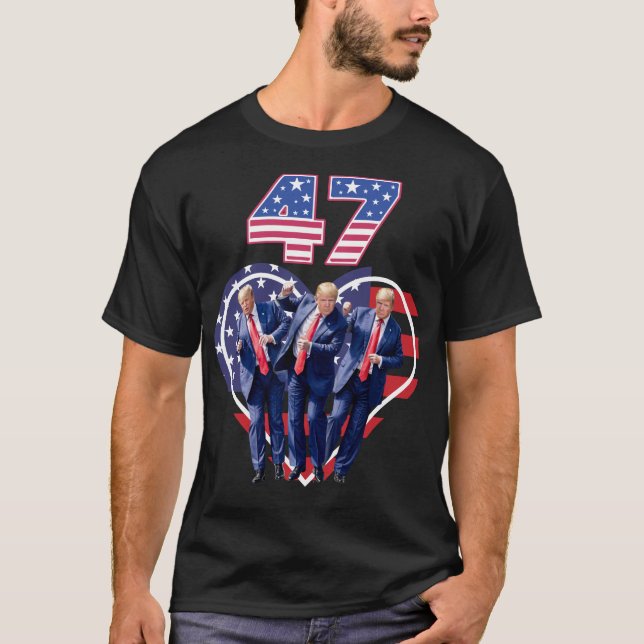 Drôle Trump Danser l'Amérique 47 Hommes T-shirt Fe (Devant)