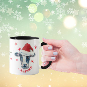 Drôle Vache Cowabunga café de Noël Mug