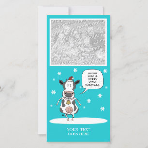 Drôle vache de Noël personnalisable carte photo