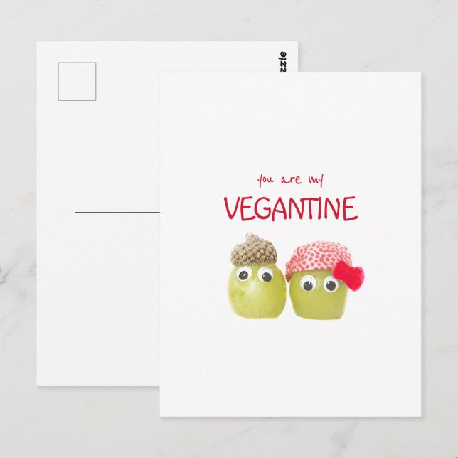Drôle vegans mignon végétariens vegantine carte po (Devant / Derrière)