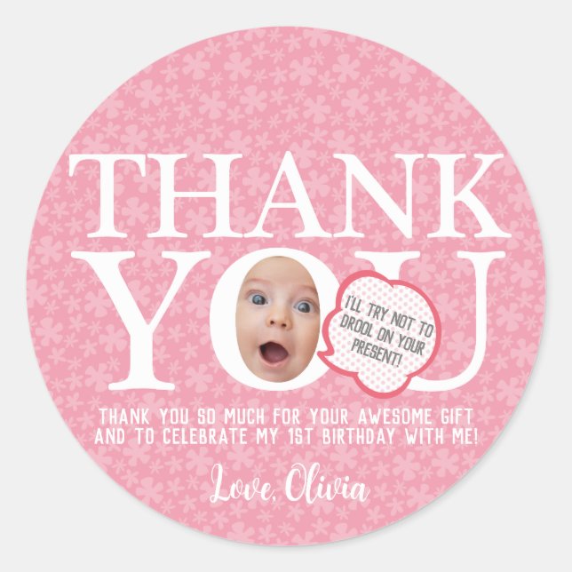 Drôle visage photo anniversaire fête merci Sticker (Devant)