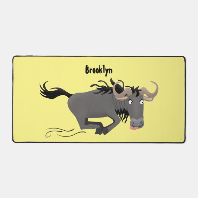 Drôle wildebeest tourner dessin animé illustration (Recto)