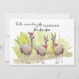 Drôles de Llamas Mignons Aquarelle Carte de Vœux d