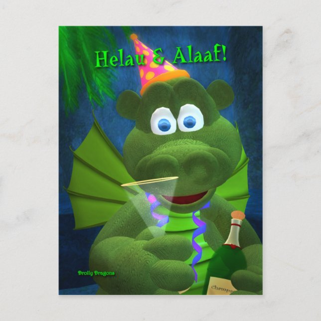 Drolly Dragons: Karneval Postkarte (Vorderseite)