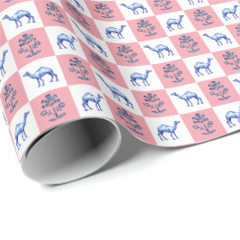 Dromedare und Blockdruck-Lotusblume Geschenkpapier