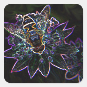Drone Blume Glow Quadratischer Aufkleber