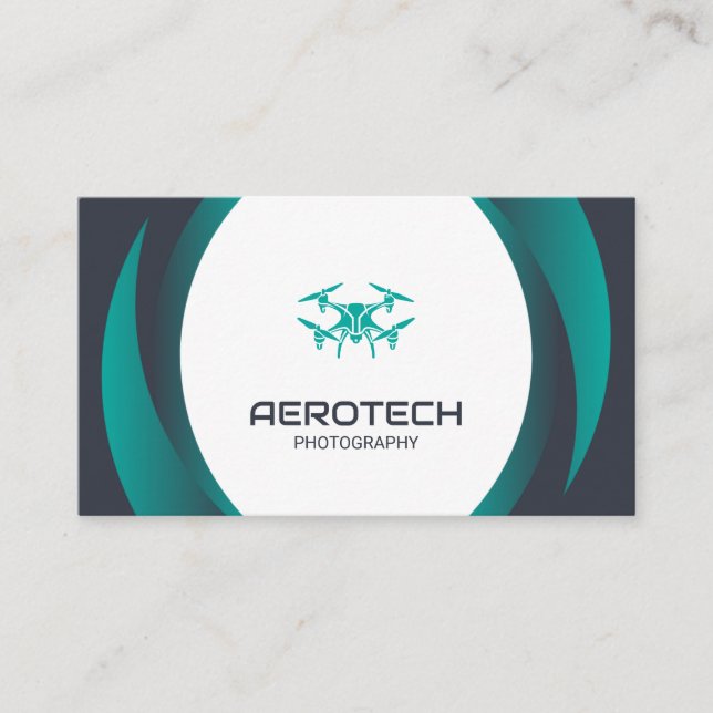 Drone Business Cards Blue Black Modern Visitenkarte (Vorderseite)