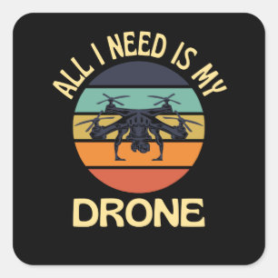 Drone Days Happy Days Quadcopter Pilot Quadratischer Aufkleber
