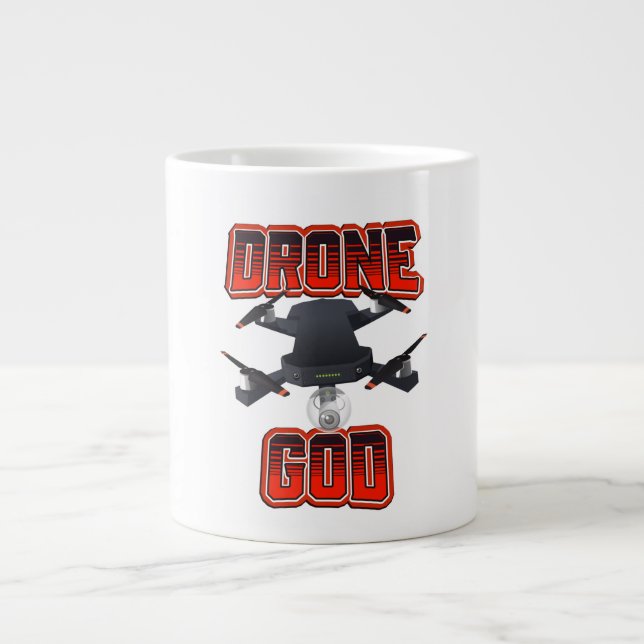 Drone-Gott-Logo Jumbo-Tasse (Vorderseite)