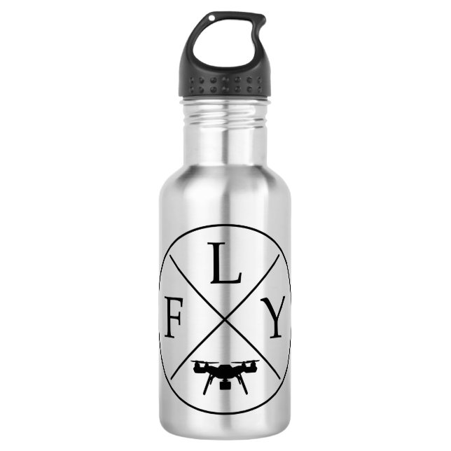 Drone mit FLY-Logo Edelstahlflasche (Vorderseite)