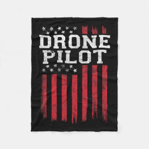 Drone Pilot American Flag USA Patriot Patriotic Us Fleecedecke