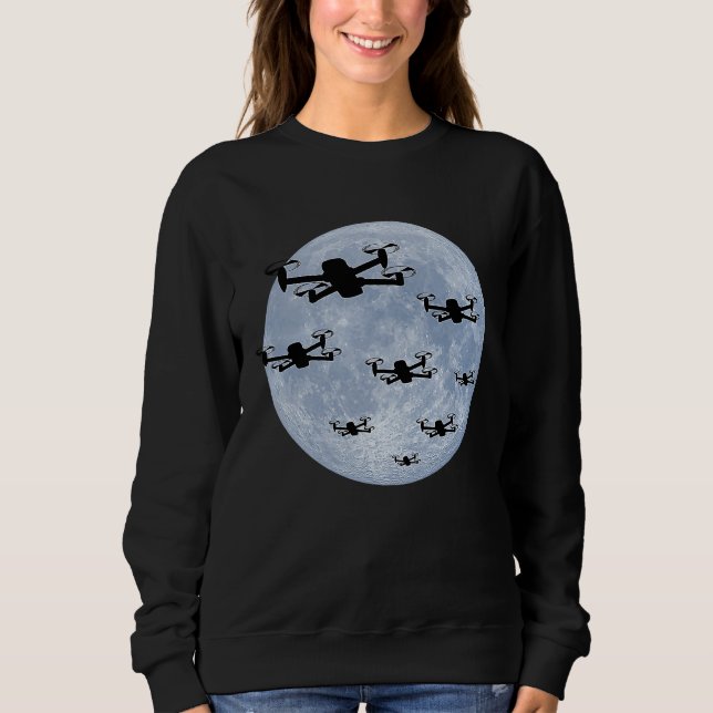 Drone Pilot Drones Swarm Drone Shoal Moon Sweatshirt (Vorderseite)