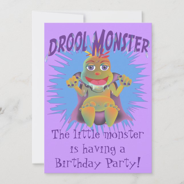 Drool Monster Geburtstagsparty Einladung (Vorderseite)