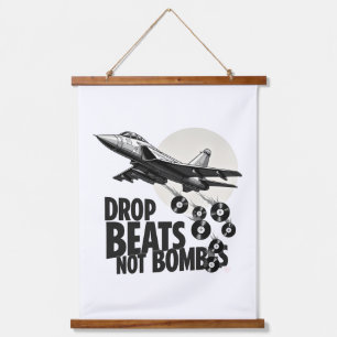 Drop Beats nicht Bomben Kämpfen Jet Vinyl Wandteppich Mit Holzrahmen