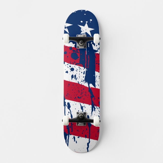 Drop Splash Colors America Flag Skateboard (Vorderseite)